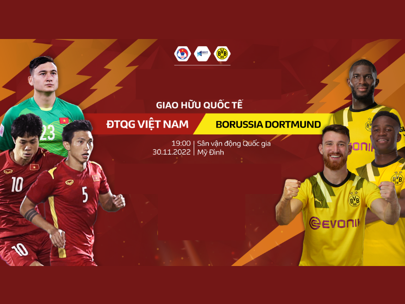 Việt Nam vs Dortmund vào tháng 11 tại sân Mỹ Đình