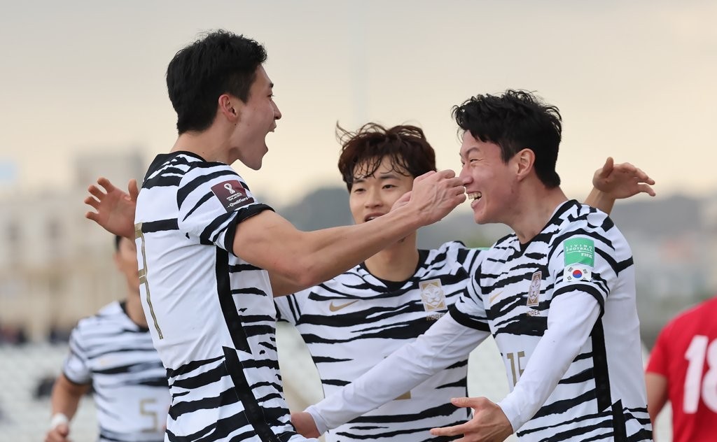 Gue-sung ăn mừng chiến thắng với đội tuyển U23 Hàn Quốc