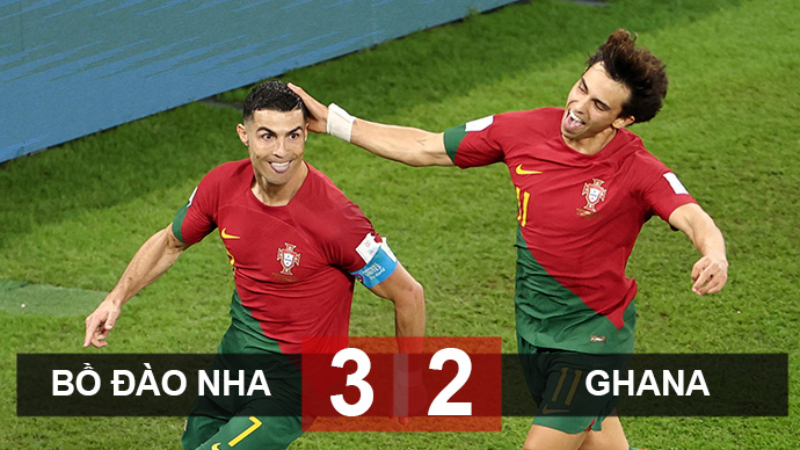 Bồ Đào Nha kết thúc trận đấu với tỷ số 3-2