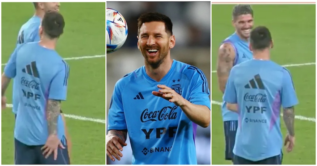 Phản ứng của De Paul trước trò đùa tinh nghịch của Messi