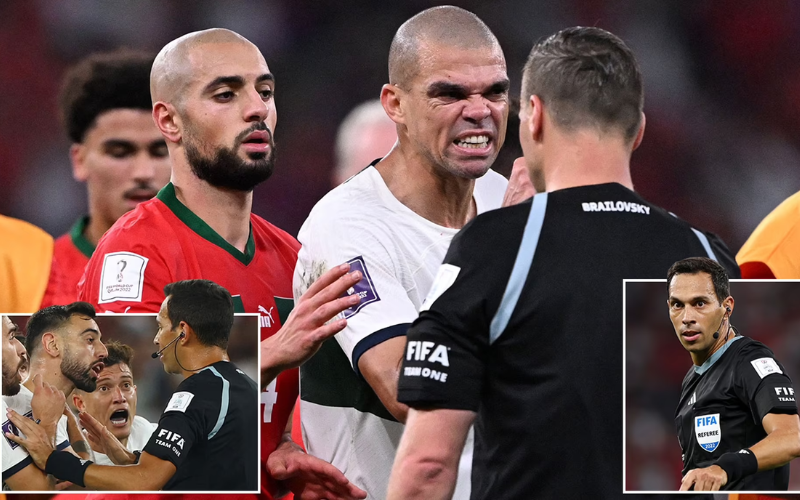 Pepe và các cầu thủ Bồ Đào Nha có nhiều điều bất mãn với quyết định của vị vua áo đen Facundo Tello