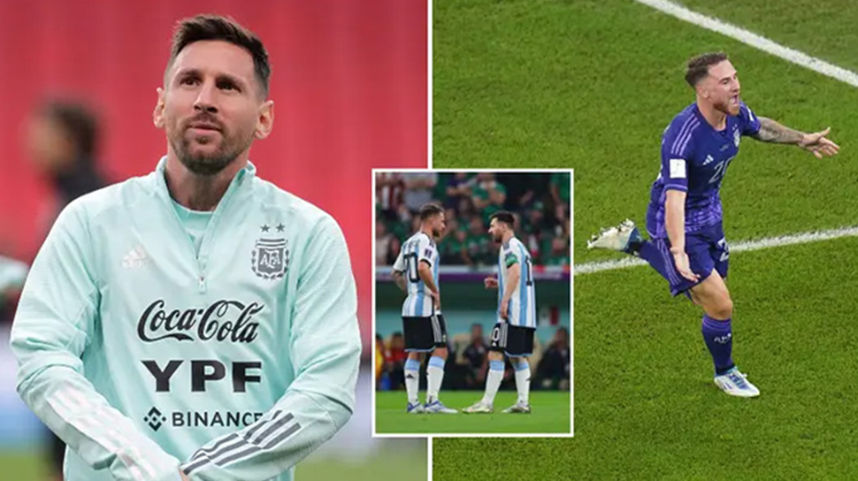 Hình ảnh Messi và Mac Allister trên sân tại World Cup 2022