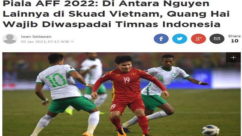Truyền thông Indonesia dành những lời khen cho chàng tiền vệ tài hoa Nguyễn Quang Hải